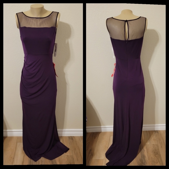 🆕️Eliza J plum mesh neck sleeveless gown 6 - Picture 2 of 10